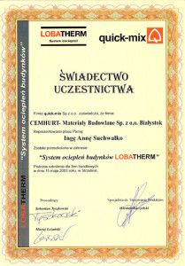 CERTYFIKAT QUICKMIX