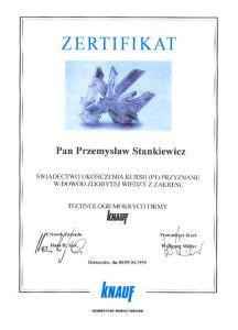 CERTYFIKAT KNAUF